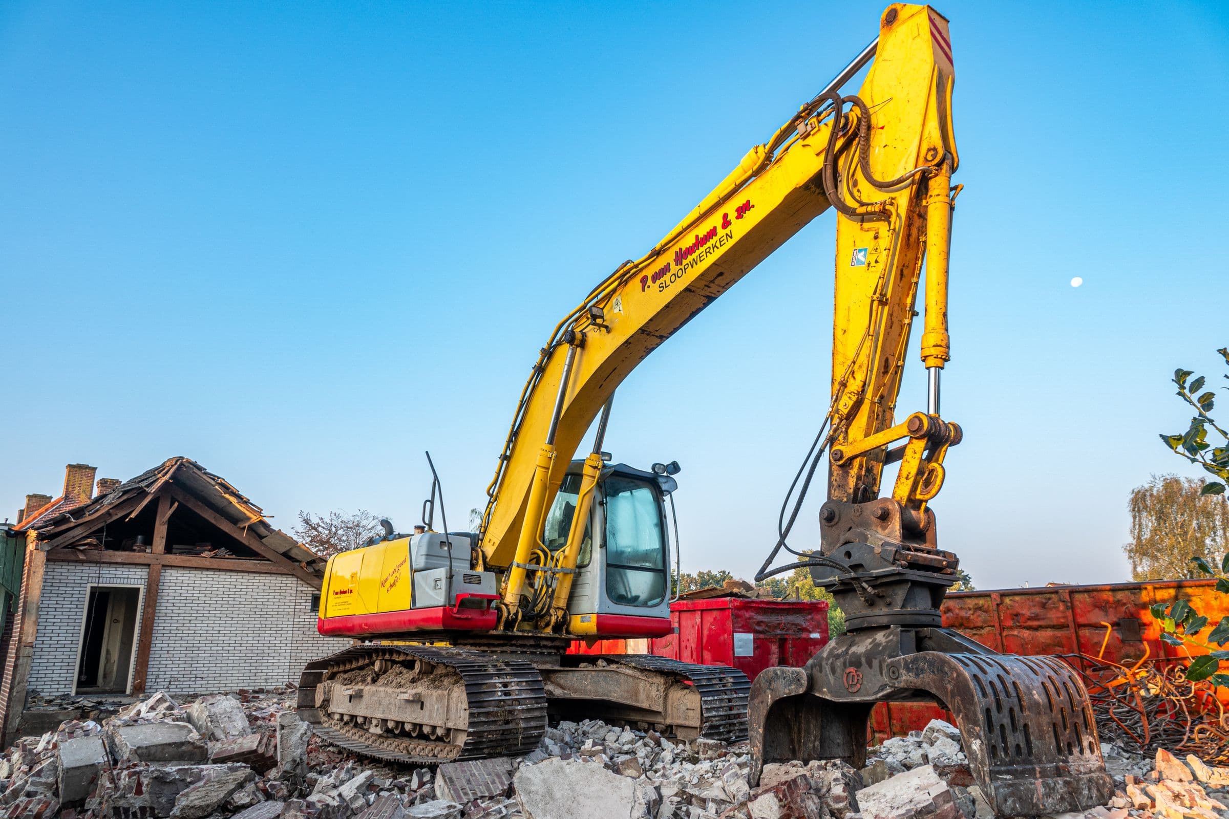 Excavator ready for hire on a construction site