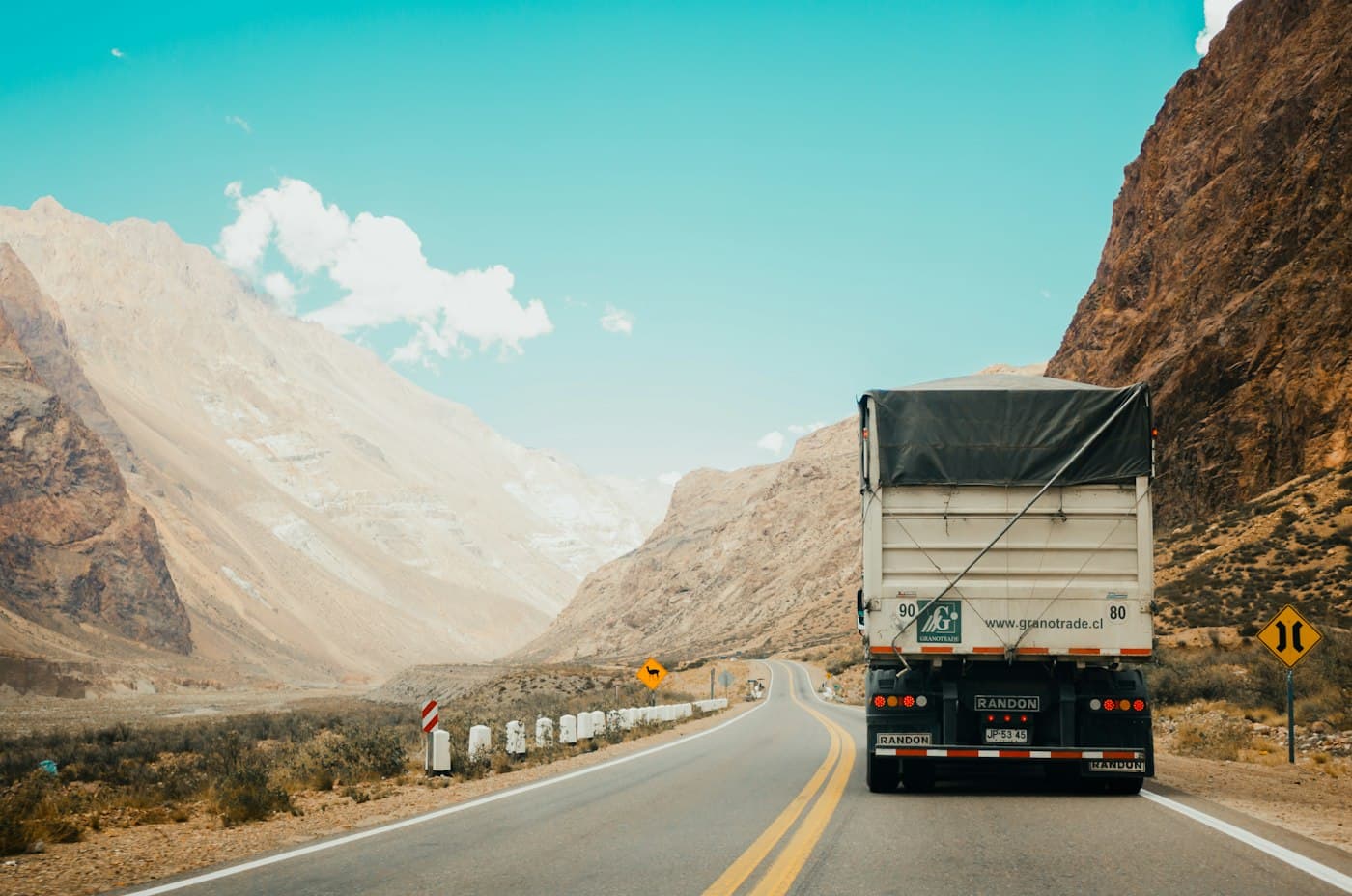 Heavy goods truck on a long-haul route